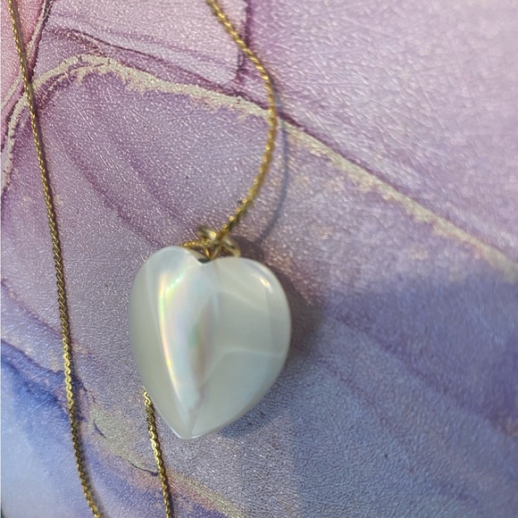 Stunning pearl like heart necklace with marine corps eagle necklace - Picture 2 of 3